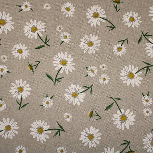 beschichtete Baumwolle Leinenoptik Margeriten 50cm x 70cm